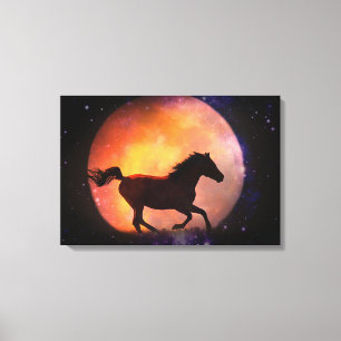 Fantasy Horse and Moon Canvas Wall Art Afdruk