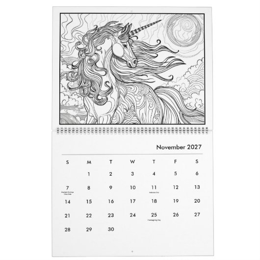 Fantasy Horse Coloring Calendar Kalender (Nov 2027)