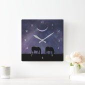 Fantasy Horse en Crescent Moon Vierkante Klok (Huis)