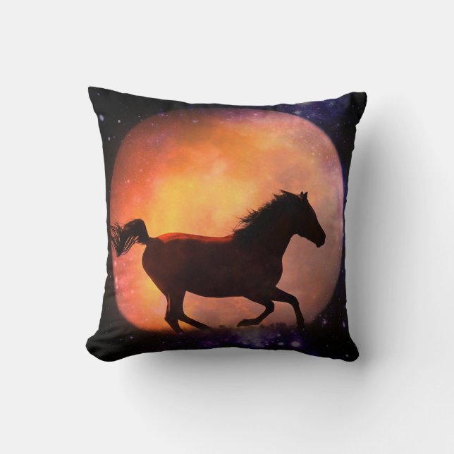 Fantasy Horse en Moon Decor Pillow Kussen (Voorkant)