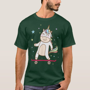 Fantasy Horse Unicorn op het skateboard T-shirt