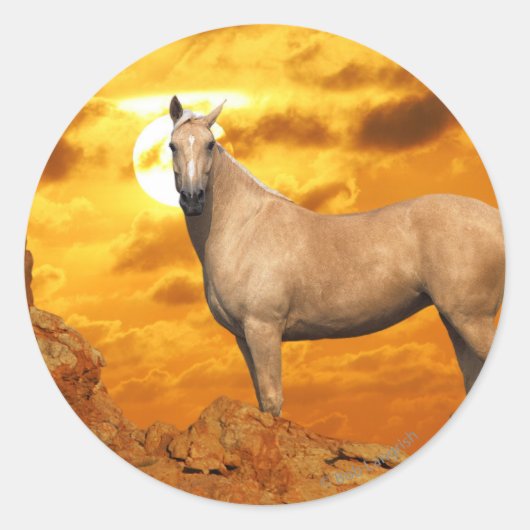 Fantasy Horses: Berg Ronde Sticker (Voorkant)