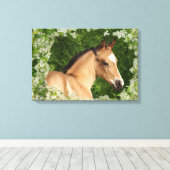 Fantasy Horses: Bloemen Canvas Afdruk (Insitu (Houten vloer))