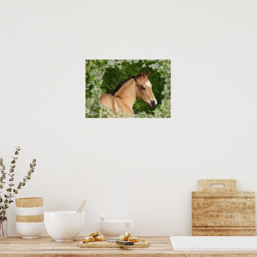 Fantasy Horses: Bloemen Poster (Keuken)