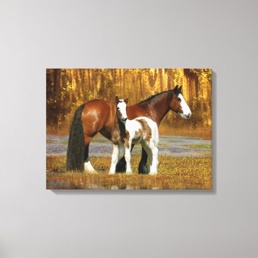 Fantasy Horses: Mare & Foal Canvas Afdruk (Voorkant)