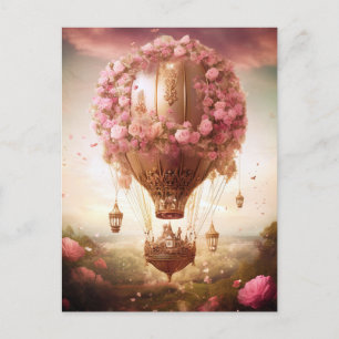 Fantasy Hot Air ballonroze Gold Briefkaart