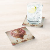 Fantasy Hot Air ballonroze Gold Glazen Onderzetter (Schuin)