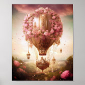 Fantasy Hot Air ballonroze Gold Poster (Voorkant)