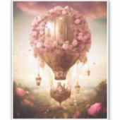Fantasy Hot Air ballonroze Gold Sticker (Voorkant)