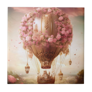 Fantasy Hot Air ballonroze Gold Tegeltje