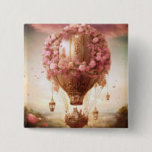 Fantasy Hot Air ballonroze Gold Vierkante Button 5,1 Cm (Voorkant)