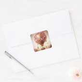 Fantasy Hot Air ballonroze Gold Vierkante Sticker (Envelop)