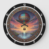 Fantasy Hot Air Balloon Waterfall Grote Klok (Voorkant)