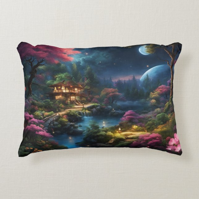 Fantasy Huis en Tuin Accent Kussen (Voorkant)