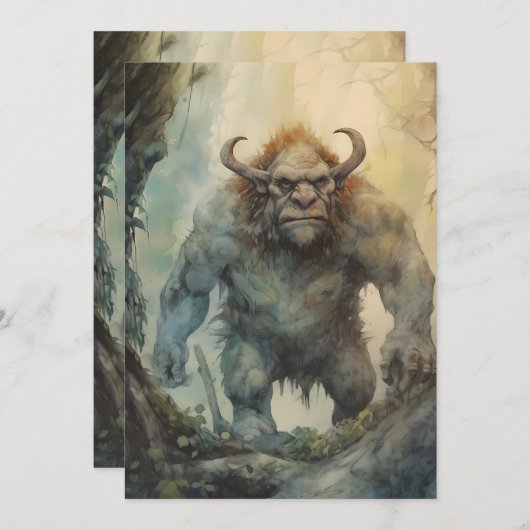 Fantasy Hulking Troll Mythologisch Wezen Feestdagenkaart (Voorkant / Achterkant)