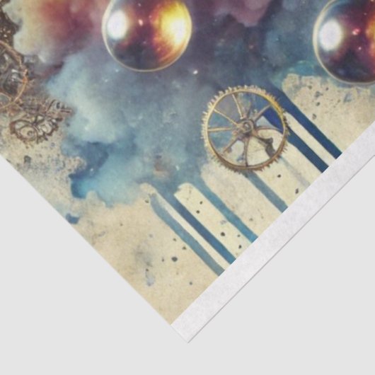 Fantasy Hummingbird Steampunk Landschap Decoupage Tissuepapier (Detail)