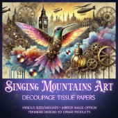 Fantasy Hummingbird Steampunk Landschap Decoupage Tissuepapier