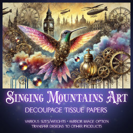 Fantasy Hummingbird Steampunk Landschap Decoupage Tissuepapier