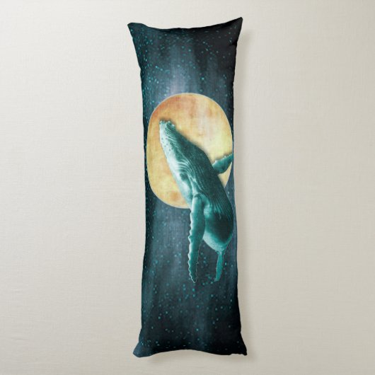 Fantasy Humpback Whale die naar de maan vliegt - L Lichaamskussen (Achterkant (Verticaal))