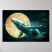 Fantasy Humpback Whale die naar het maan Poster vl (Voorkant)