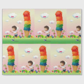Fantasy Ice Cream Cone met Happy Running Boy Cadeaupapier (Vlak)