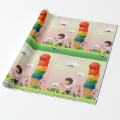 Fantasy Ice Cream Cone met Happy Running Boy Cadeaupapier (Uitgerold)