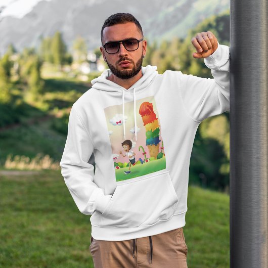 Fantasy Ice Cream Cone met Happy Running Boy Hoodie