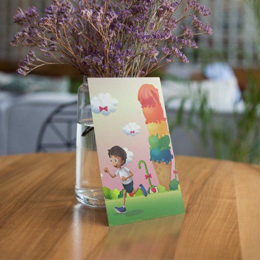 Fantasy Ice Cream Cone met Happy Running Boy Kaart