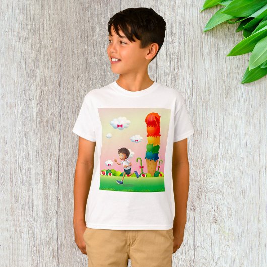Fantasy Ice Cream Cone met Happy Running Boy T-shirt