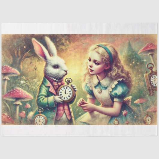 Fantasy Illustration  Alice Bunny Decoupage Tissuepapier (Voorkant)