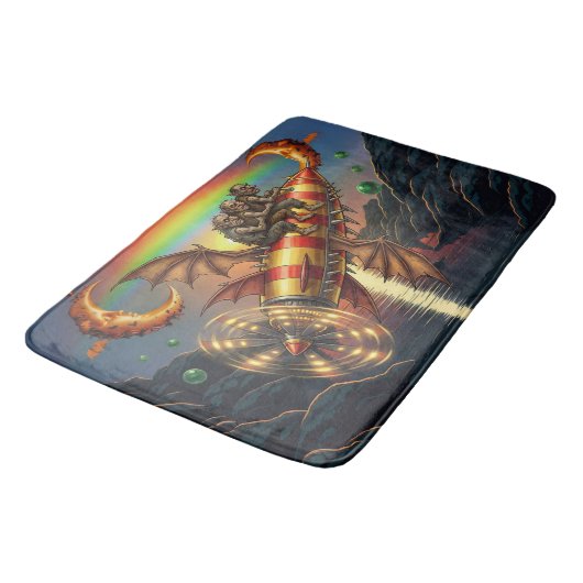 Fantasy Image 3 Trolls On A Retro Rocket Badmat (Gekanteld)