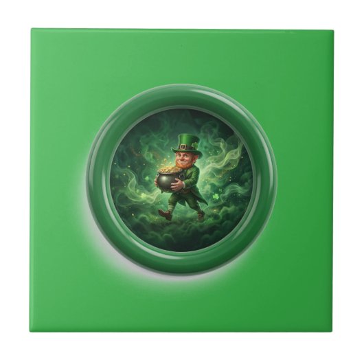 Fantasy Image Leprechaun Carrying Pot Of Gold Tegeltje (Voorkant)