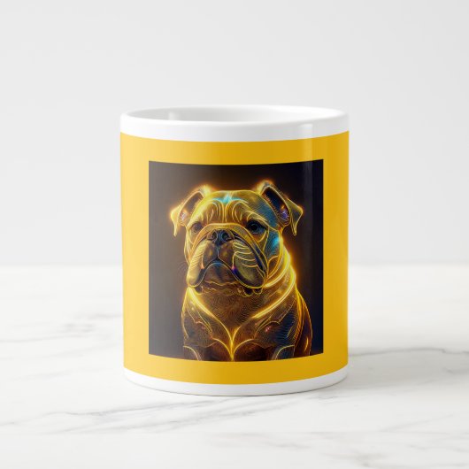 Fantasy Image Neon Yellow English Bulldog Grote Koffiekop (Voorkant)