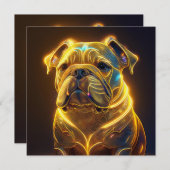 Fantasy Image Neon Yellow English Bulldog Kaart (Voorkant / Achterkant)