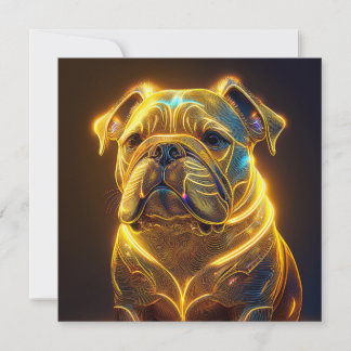 Fantasy Image Neon Yellow English Bulldog Kaart