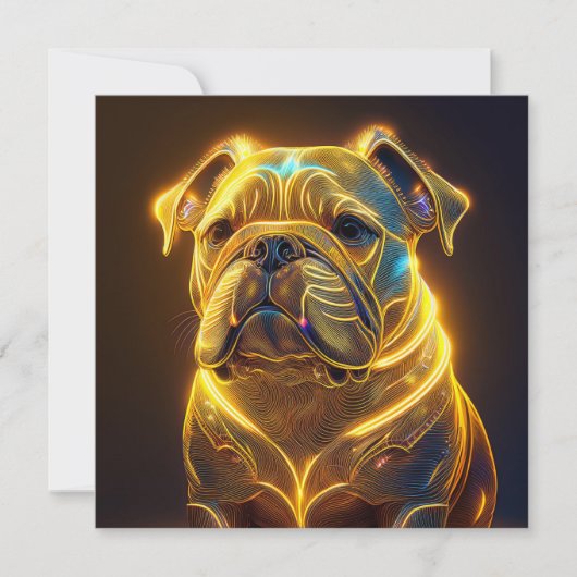 Fantasy Image Neon Yellow English Bulldog Kaart (Voorkant)