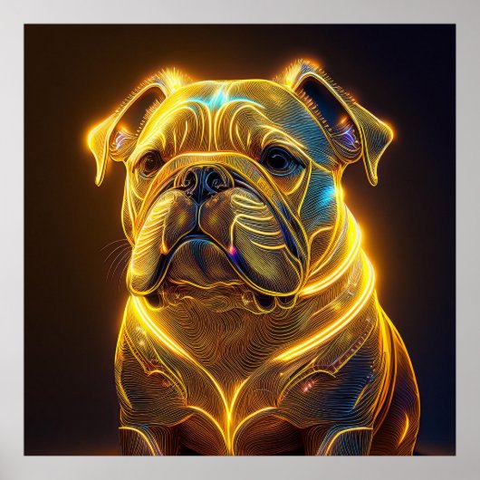 Fantasy Image Neon Yellow English Bulldog Poster (Voorkant)