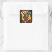 Fantasy Image Neon Yellow English Bulldog Vierkante Sticker (Tas)