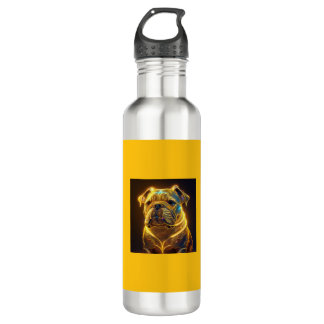 Fantasy Image Neon Yellow English Bulldog Waterfles