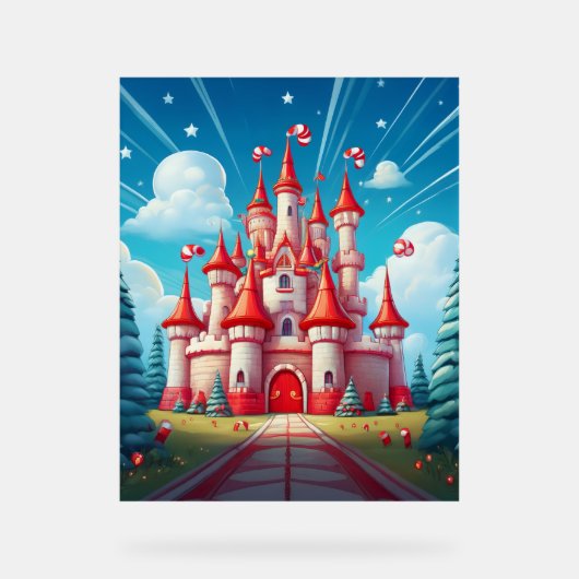 Fantasy Image Of A Candy Cane Castle Acryl Bord (Voorkant)