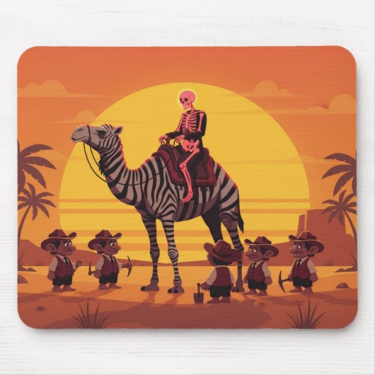 Fantasy Image of Skeleton Riding Striped Camel Muismat (Voorkant)