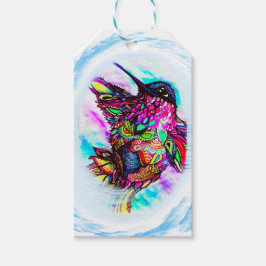 Fantasy in Flight Kleurrijke Gedetailleerde Kolibr Cadeaulabel