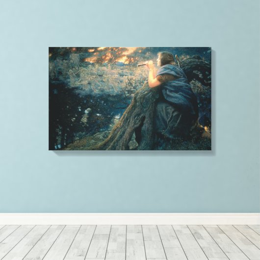 Fantasy in Twilight (door Edward Robert Hughes) Canvas Afdruk (Insitu (Houten vloer))