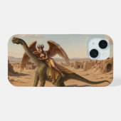 Fantasy Inanna met dinosaurus iPhone 15 Case (Achterkant horizontaal)
