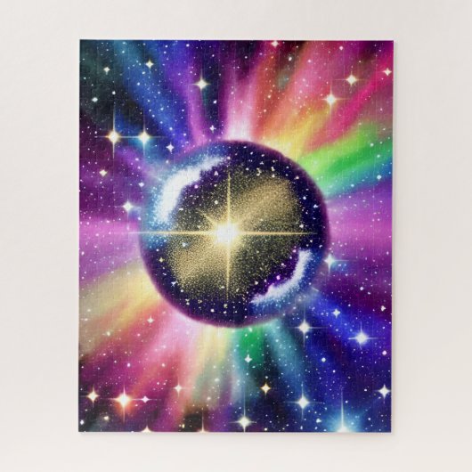 Fantasy Indigo Sphere Bursting Radiant Energy Legpuzzel (Verticaal)