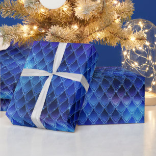 Fantasy Iridescente Draak Blauwe Paarse Schubben Cadeaupapier