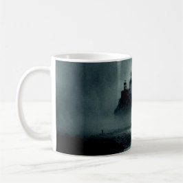 Fantasy Island Lighthouse Misty Foggy Dark Night Koffiemok