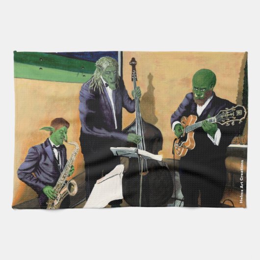 Fantasy Jazz Blues Muzikanten Art Keuken Handdoek (Horizontaal)