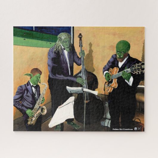 Fantasy Jazz Musicians Kunst Grote puzzel (Horizontaal)