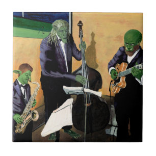 Fantasy Jazzmuzikanten Muziek Kunst Decoratieve Te Tegeltje